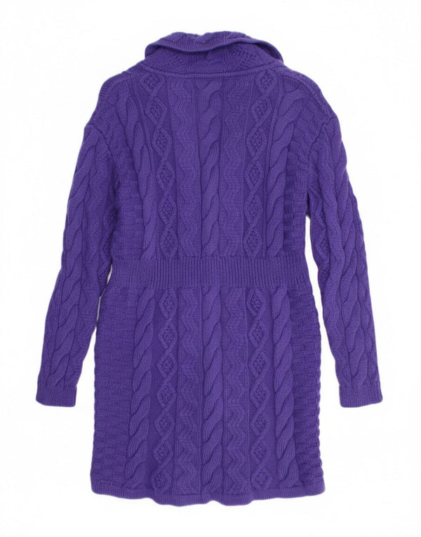 Blarney Cardigan long pour femme en laine mérinos violette UK 14