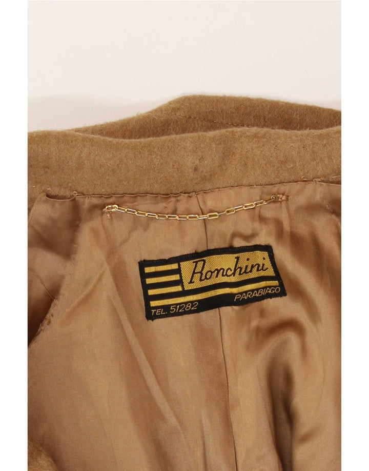 vintage Femme Double Breasted Coat UK 14 Beige Moyen