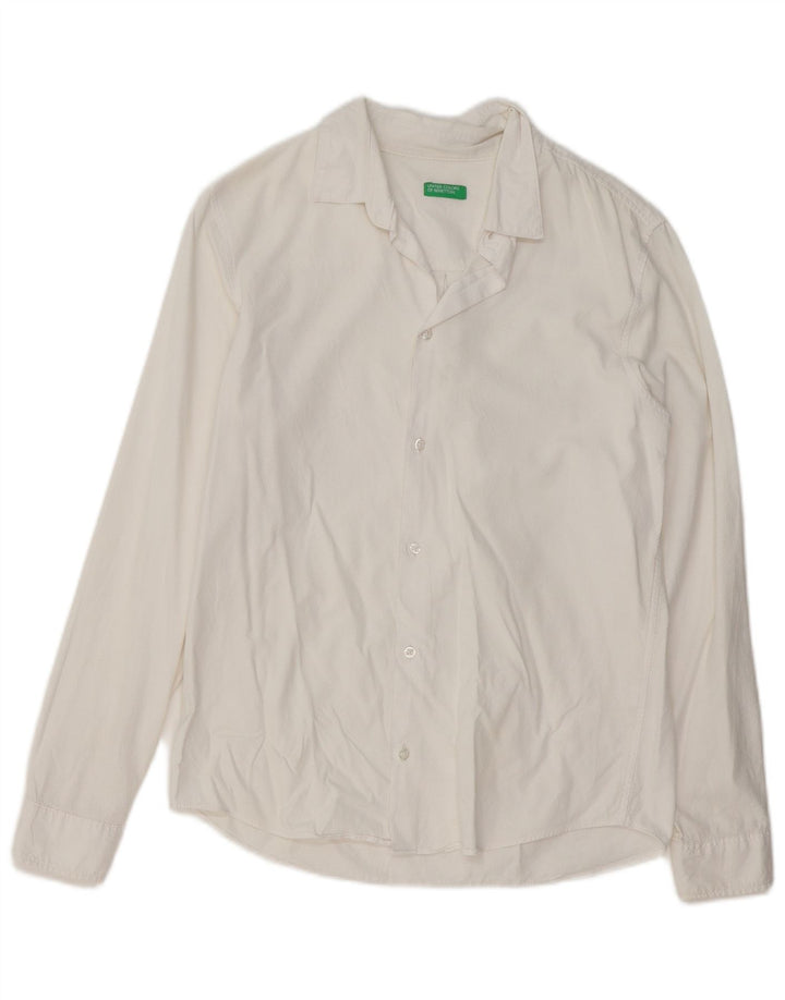 BENETTON Chemise Garçon 13-14 ans 3XL Blanc Coton