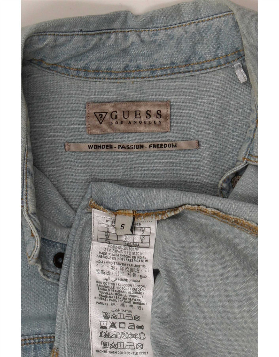Guess Chemise en jean pour femme UK 10 Petit Bleu Coton