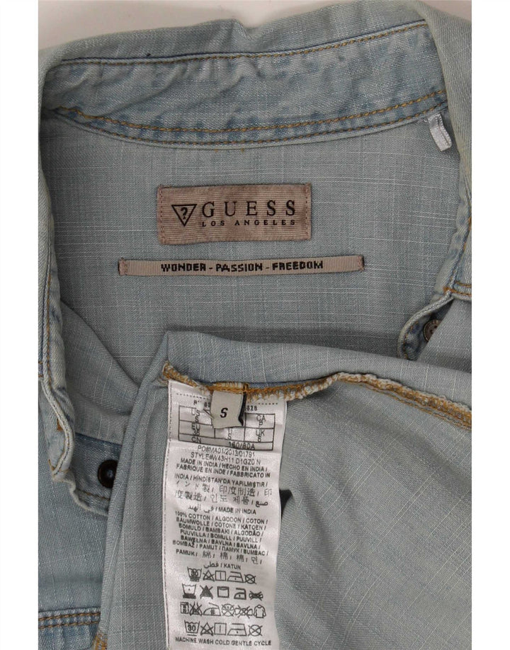 Guess Chemise en jean pour femme UK 10 Petit Bleu Coton