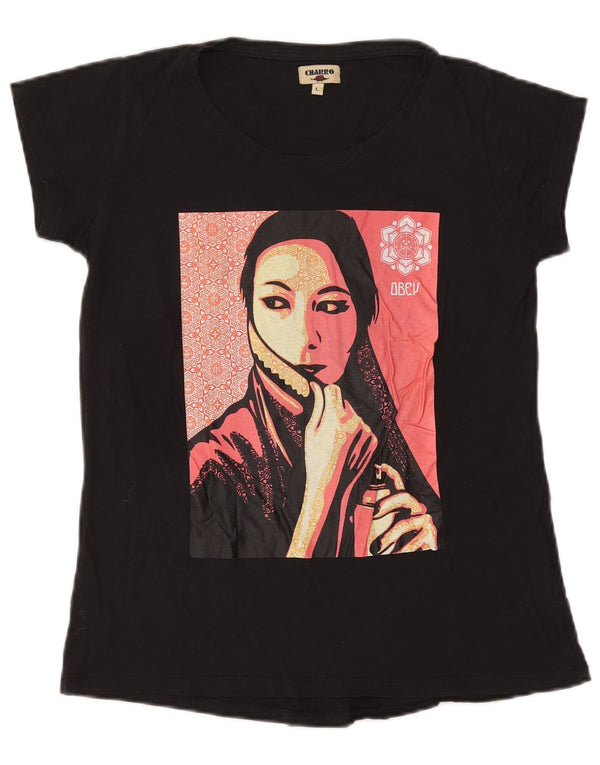 Charro Womens Graphic T-Shirt Top UK 16 Large Black Cotton