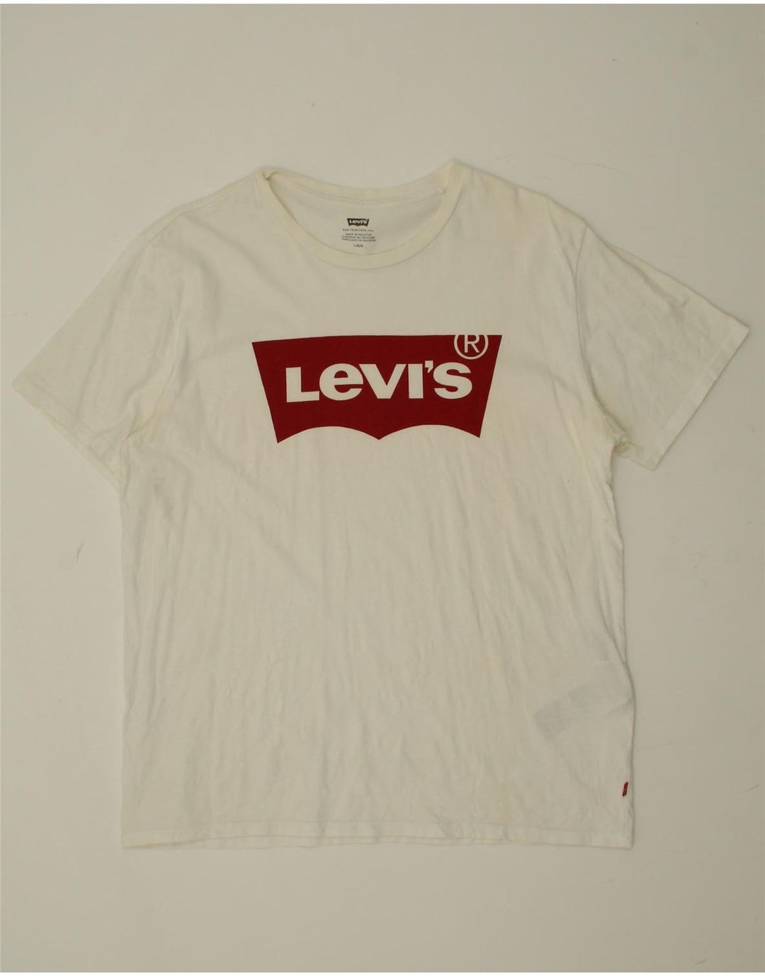 LEVI'S Mens Graphic T-Shirt Top Large White Cotton Vintage Levi's and Second-Hand Levi's from Messina Hembry 