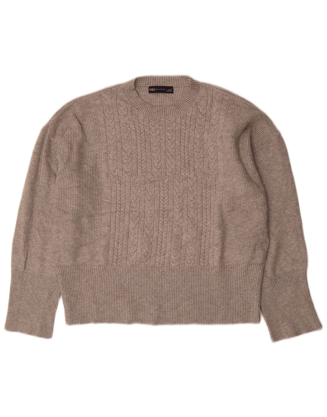 Marks & Spencer Pull surdimensionné à col rond pour femme UK 14 Gris moyen