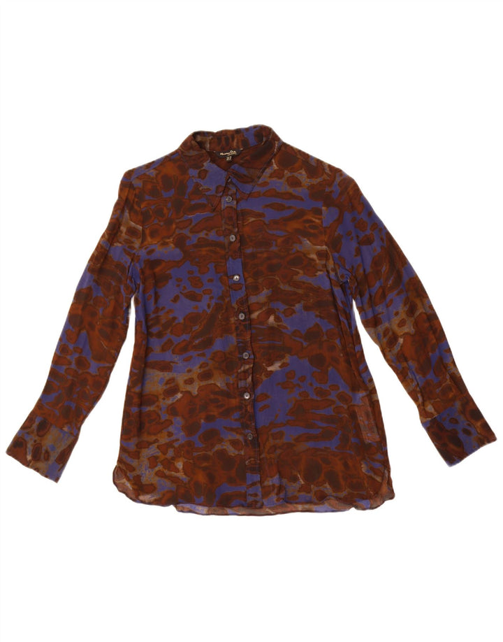 Massimo Dutti Chemisier à motif abstrait pour femme EU 38 Petit Marron