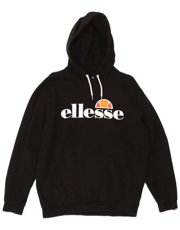 Ellesse Pull à capuche graphique pour homme Large Noir Coton