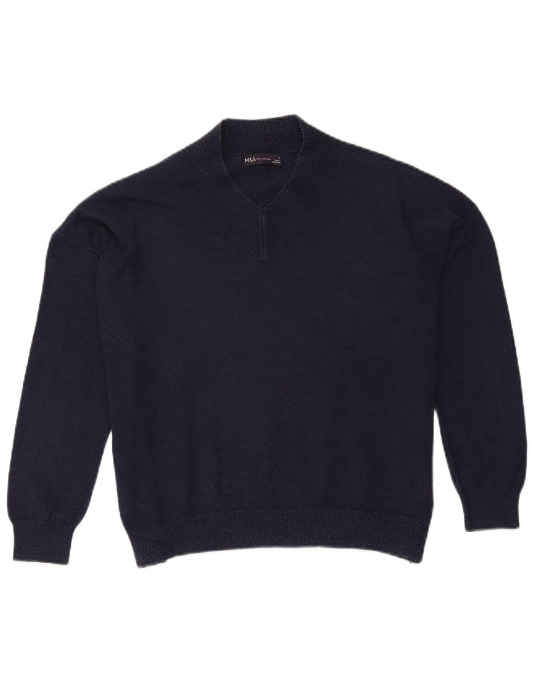 Marks & Spencer Pull surdimensionné à col en V pour femme Bleu marine moyen