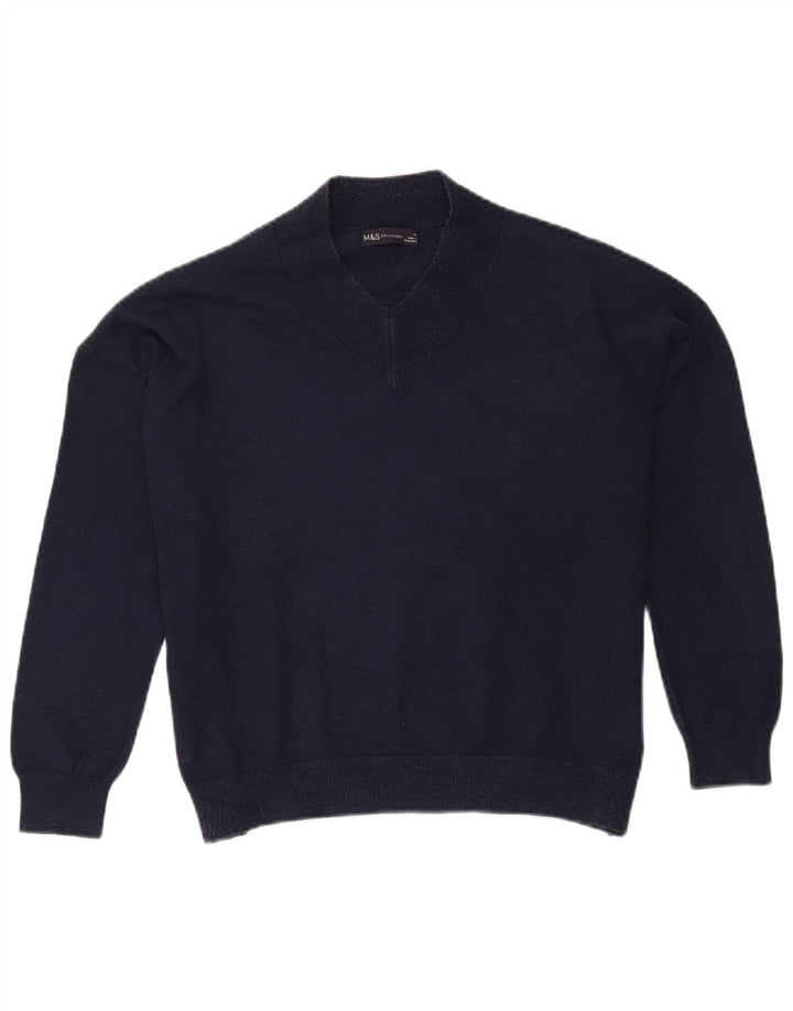 Marks & Spencer Pull surdimensionné à col en V pour femme Bleu marine moyen