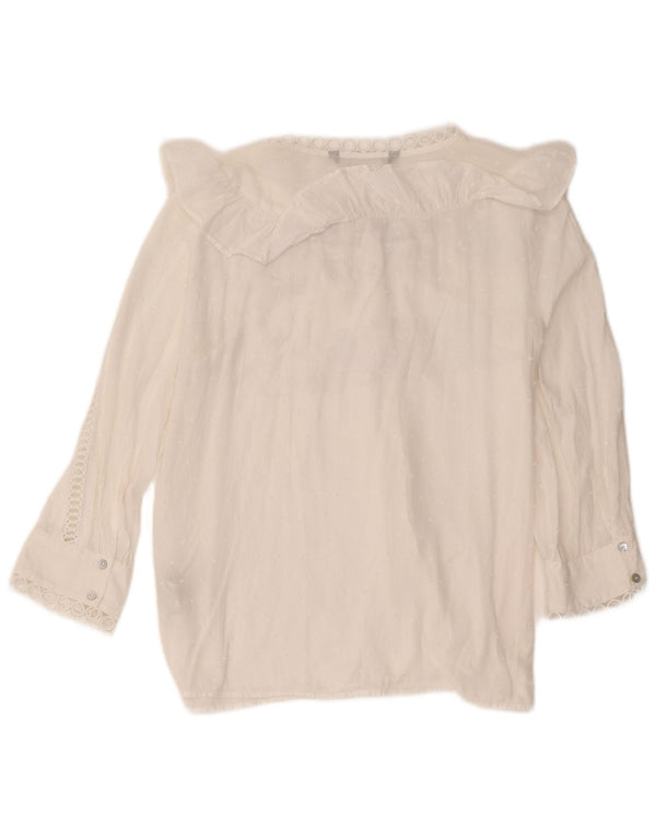 Zara Chemisier à manches 3/4 pour femme UK 14 en coton blanc moyen