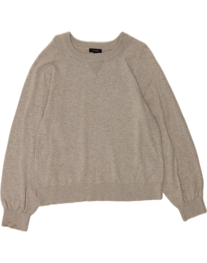 J. CREW Womens Boat Neck Jumper Sweater UK 14 Medium Grey Cotton Vintage J. Crew and Second-Hand J. Crew from Messina Hembry 