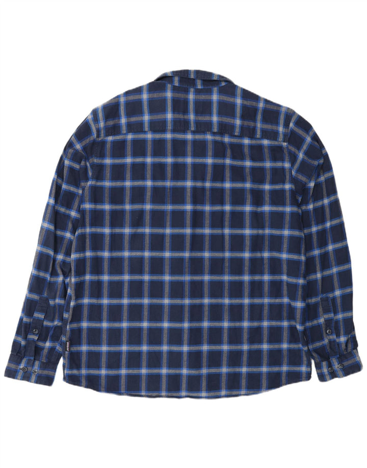 Patagonia Chemise en flanelle pour hommes, grand carreaux en coton bleu