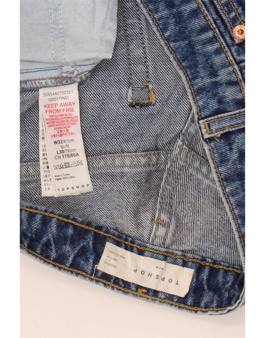 Topshop Jean Mom Fuselé Femme W32 L26 Bleu Polyester