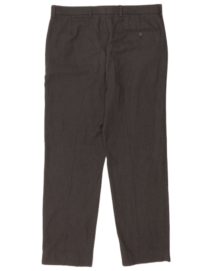 Marks & Spencer Pantalon de Costume Droit Homme W34 L31 Gris Polyester