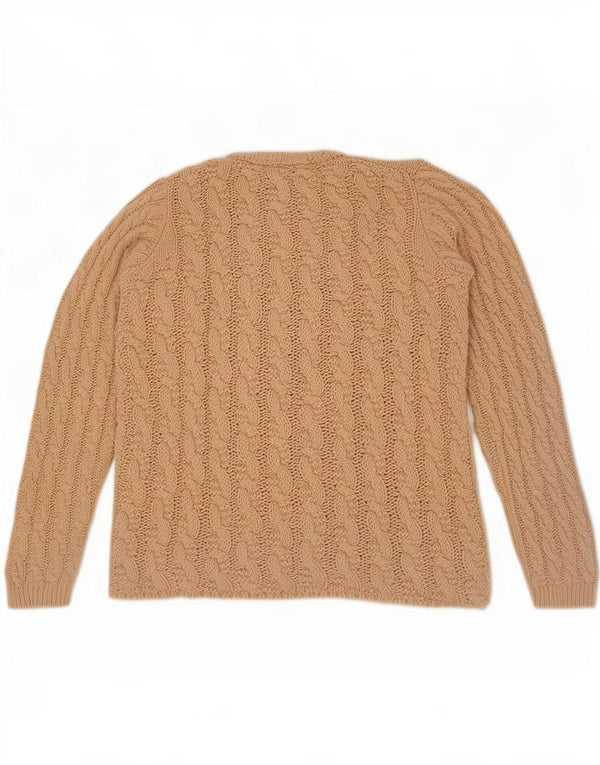 Zara Pull à col rond en crochet pour femme UK 10 Petit Beige