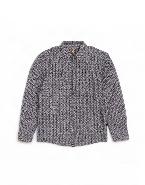 Pretty Green Chemise coupe classique pour homme en coton géométrique bleu petit
