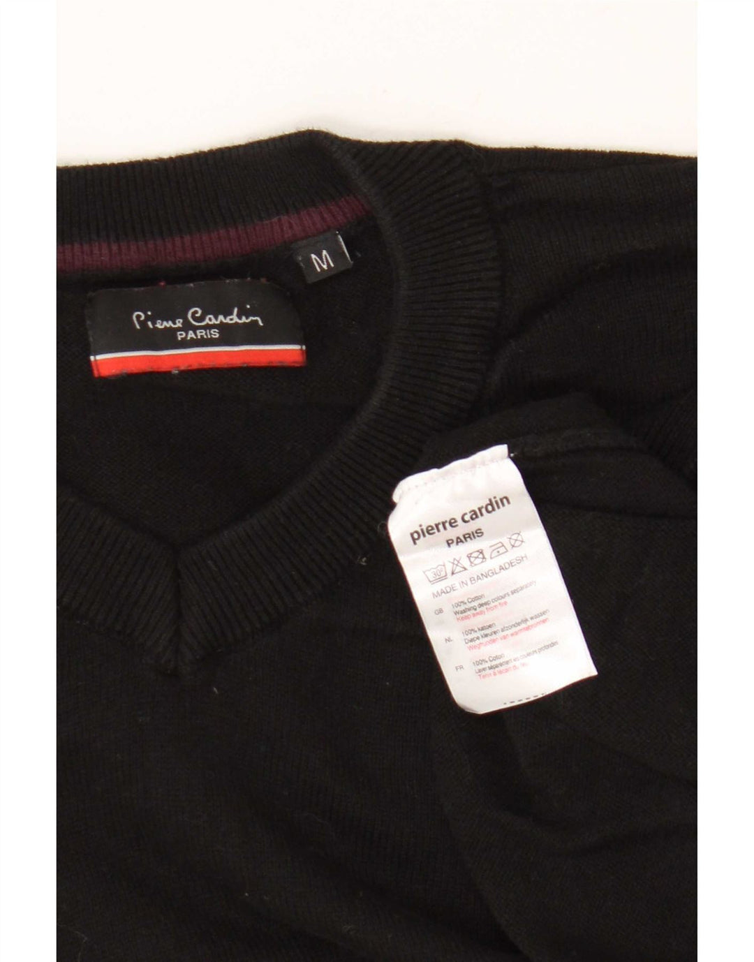 Pierre Cardin Pull coupe classique col V pour homme en coton noir moyen