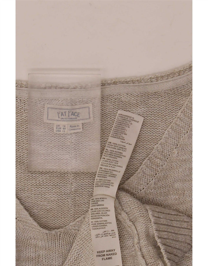 Fat Face Pull surdimensionné à col en V pour femme UK 16 Large Gris Coton