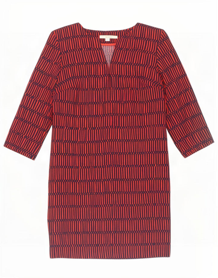 Boden Femme Robe droite à manches 3/4 UK 8 Petit Rouge Géométrique Polyester