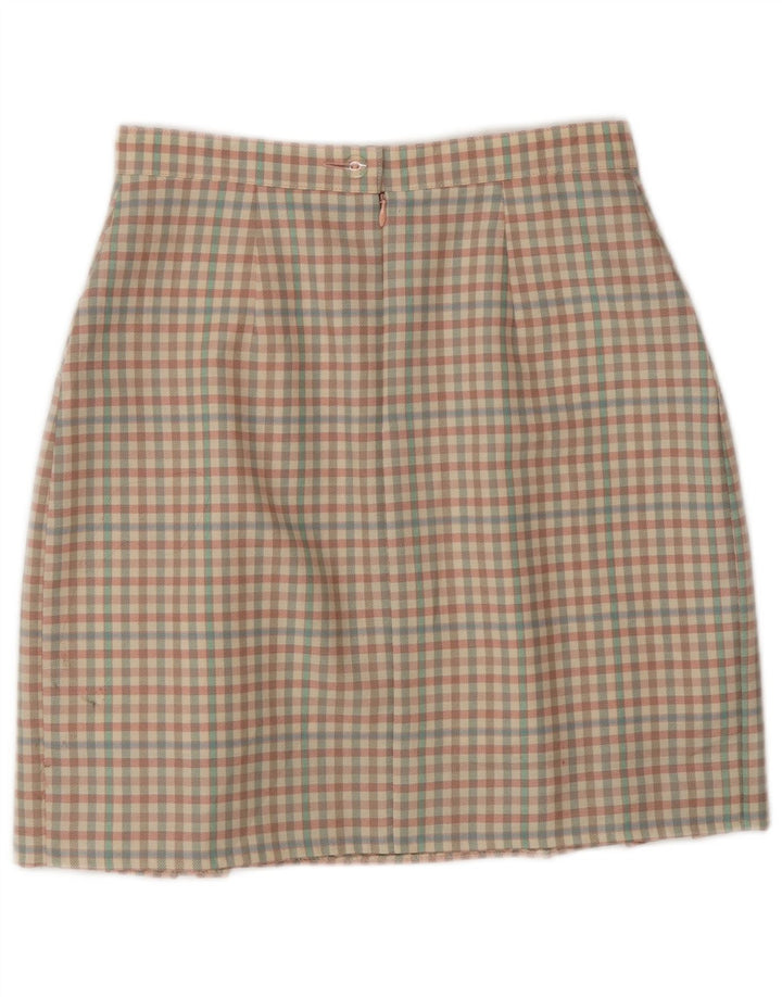 vintage Femme Mini Jupe IT 42 Moyen W26 Laine Vichy Multicolore