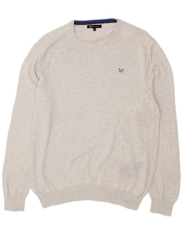 CREW CLOTHING Pull à col rond pour homme 2XL Gris Coton