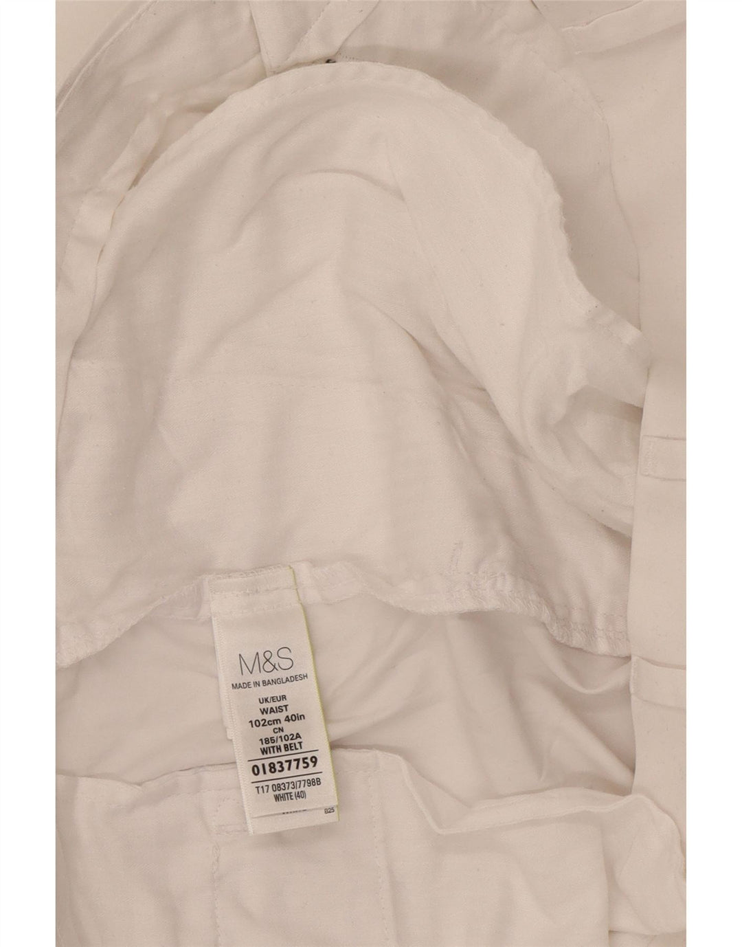 Marks & Spencer Short Chino Homme W40 XL Coton Blanc