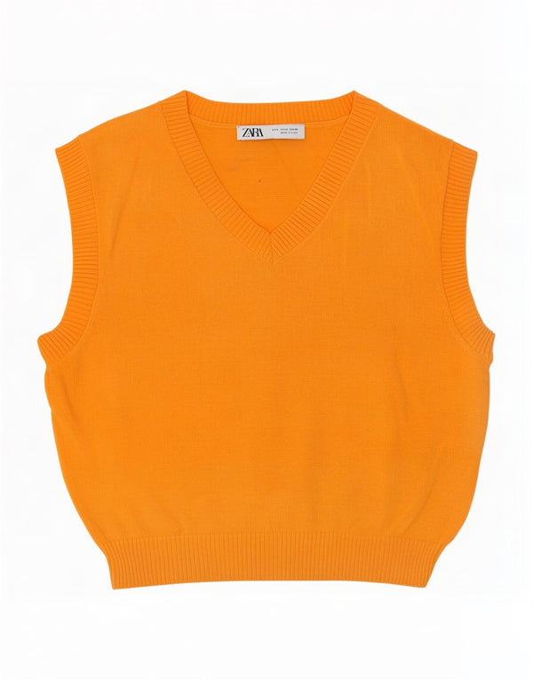 Zara Femme Débardeur UK 12 Viscose Orange Moyen