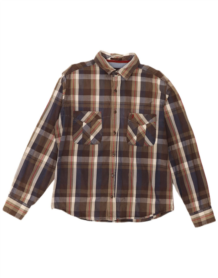 Marlboro Classics Chemise coupe régulière pour homme en coton à carreaux marron