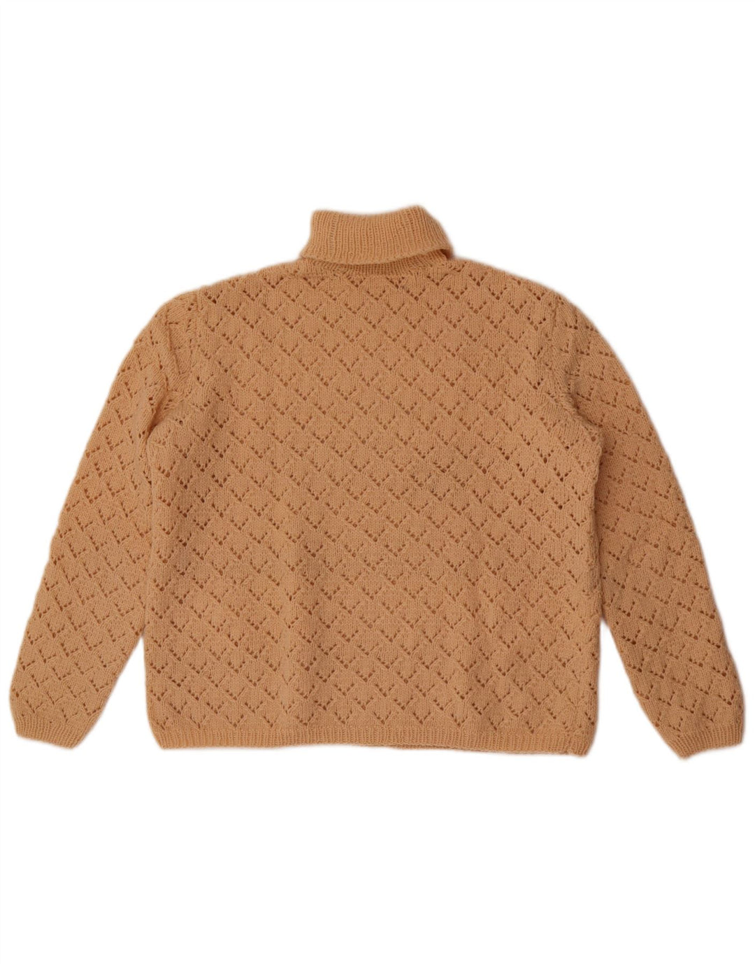 vintage Femme Roll Neck Jumper Pull UK 14 Beige Moyen