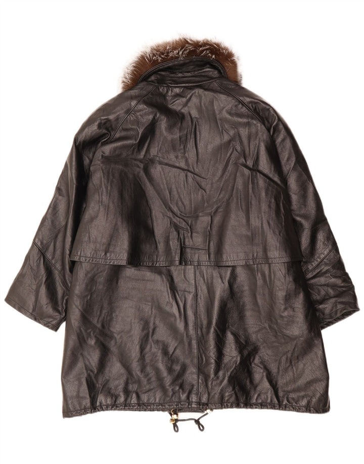 PAUL & WITE Manteau en cuir pour femme UK 20 2XL Cuir noir