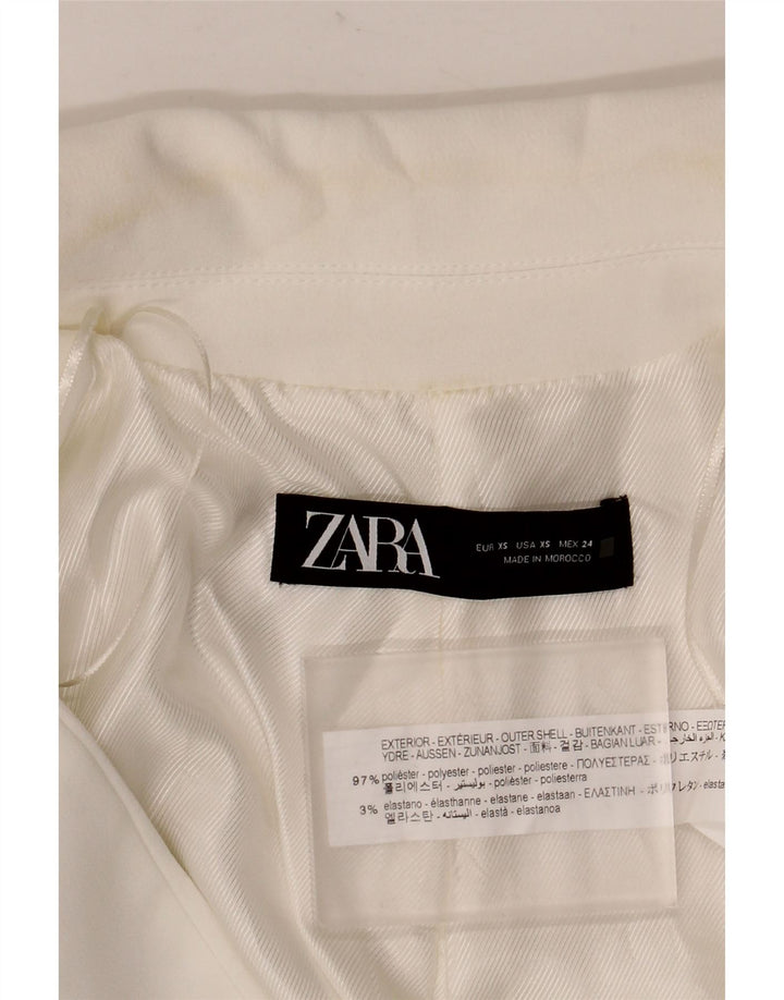 Zara Veste blazer surdimensionnée ouverte pour femme UK 6 XS Blanc Polyester