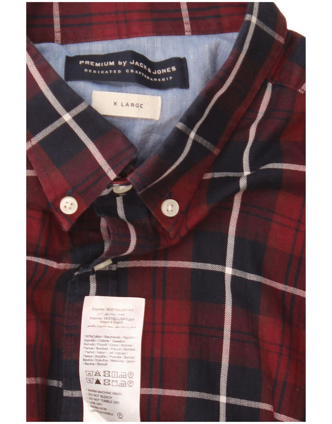 Jack & Jones Chemise Homme XL Coton à Carreaux Bordeaux