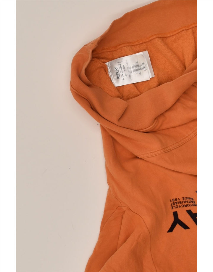 REPLAY Boys Graphic Hoodie Jumper 13-14 Years Orange Cotton | Vintage Replay | Thrift | Second-Hand Replay | Used Clothing | Messina Hembry 