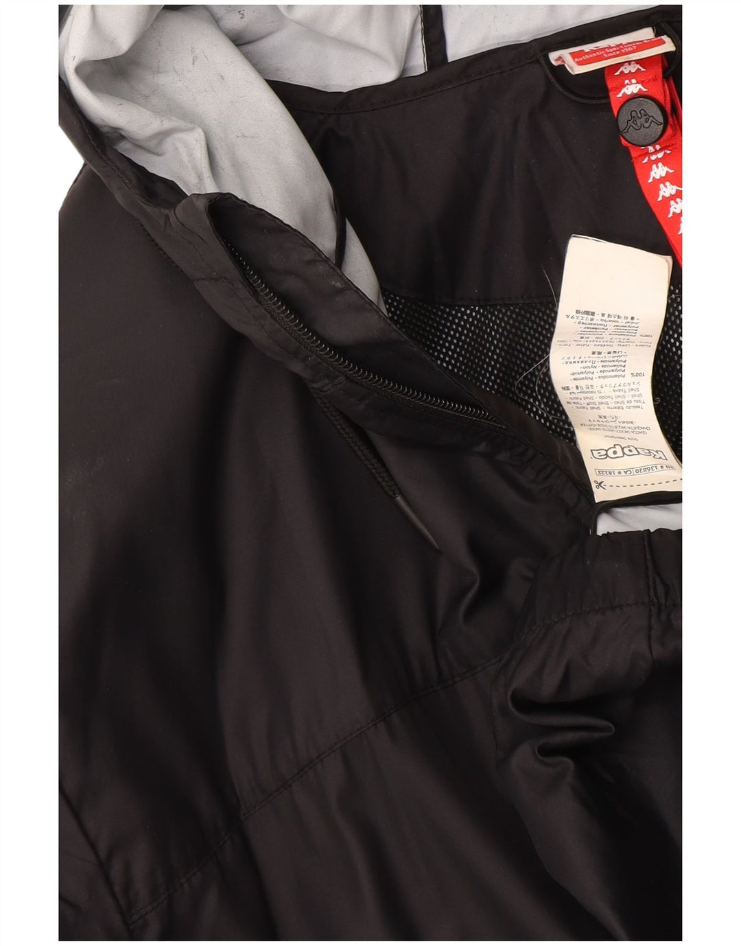 Kappa Veste de pluie à capuche pour homme UK 42 XL Noir Polyamide