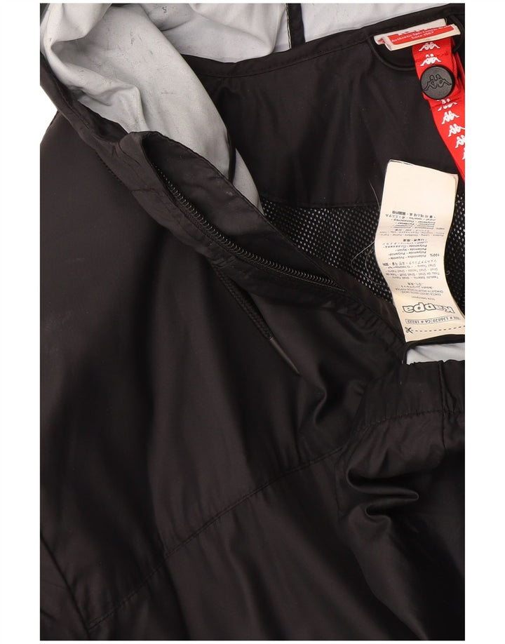 Kappa Veste de pluie à capuche pour homme UK 42 XL Noir Polyamide