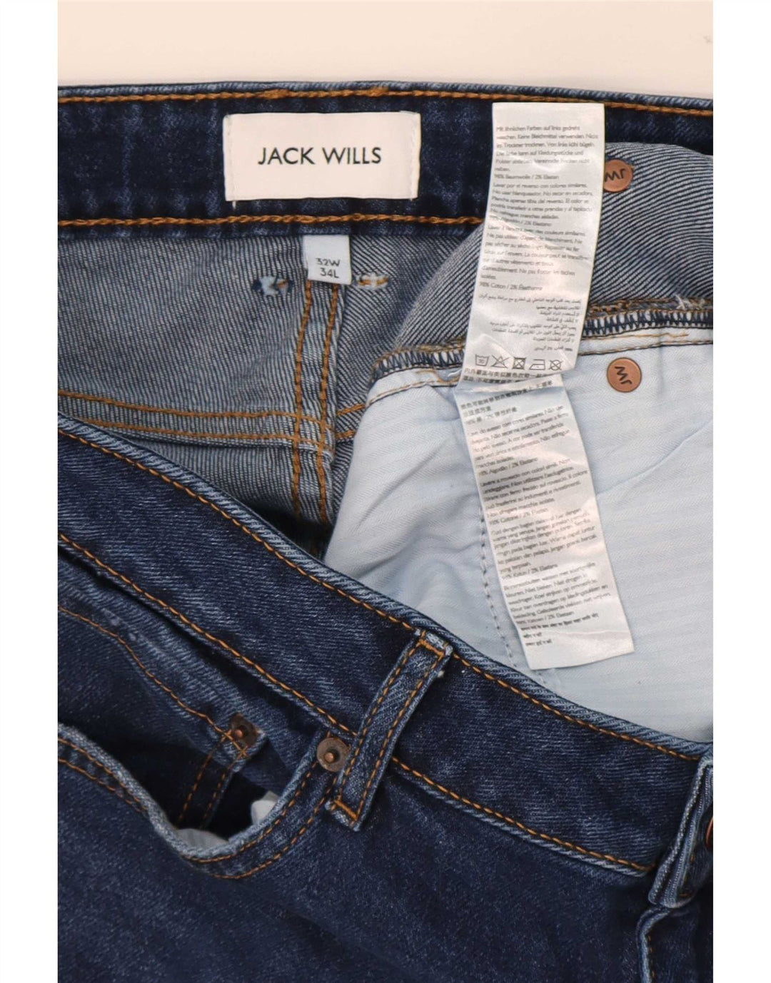 Jack Wills Jean Slim Homme W32 L34 Bleu Marine Coton