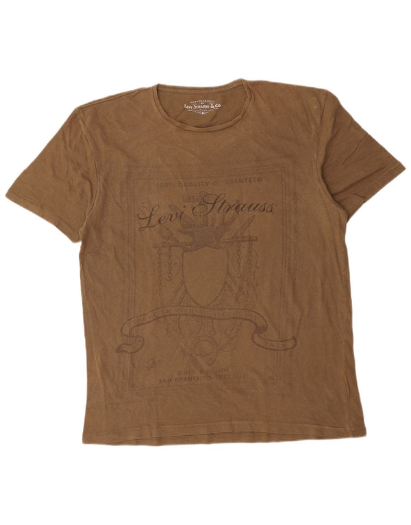 Levi's T-Shirt Graphique Top XL Homme Marron Coton