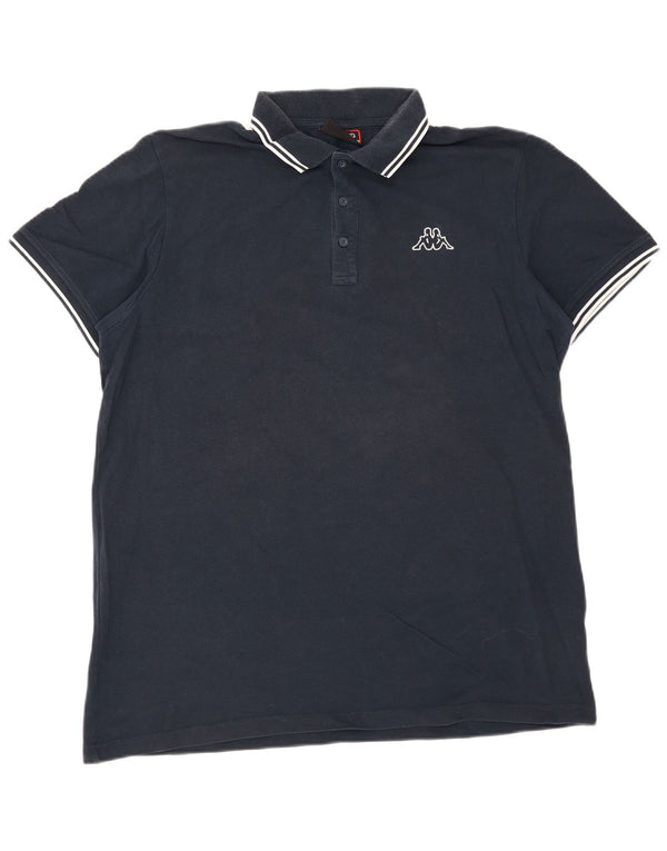 Kappa Mens Polo Shirt 2XL Navy Blue Striped Cotton