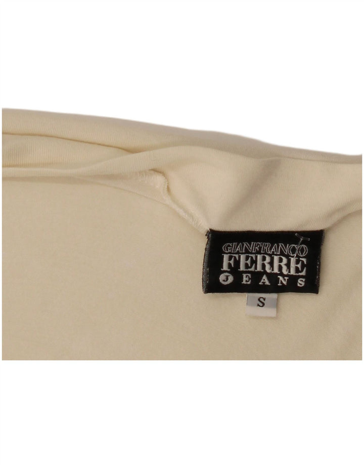 Gianfranco Ferre Haut graphique à manches longues pour femme UK 10 Small Off White