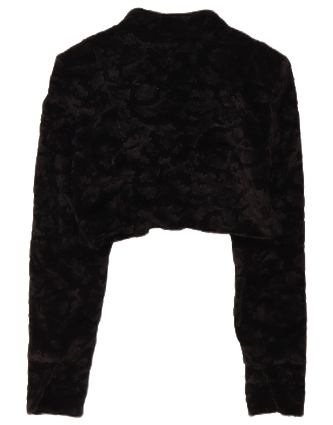 VINTAGE Femme Fausse Fourrure Boléro Veste UK 14 Grand Noir Polyester