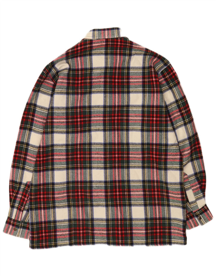 vintage Chemise en flanelle homme Taille 39/40 Laine à carreaux rouge moyen