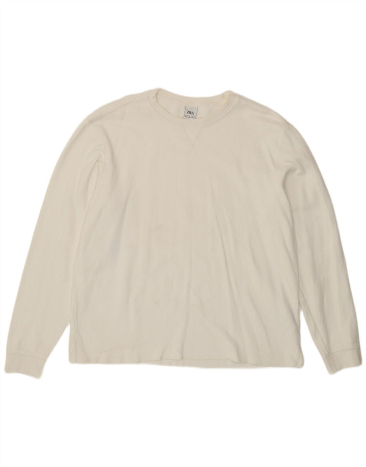 Zara Homme Top Manches Longues Grand Coton Blanc