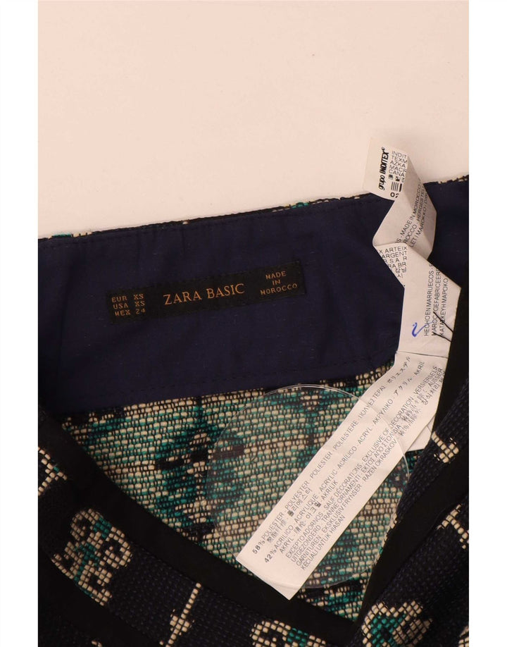 Zara Femme Mini Jupe XS W24 Bleu Marine Paisley Polyester
