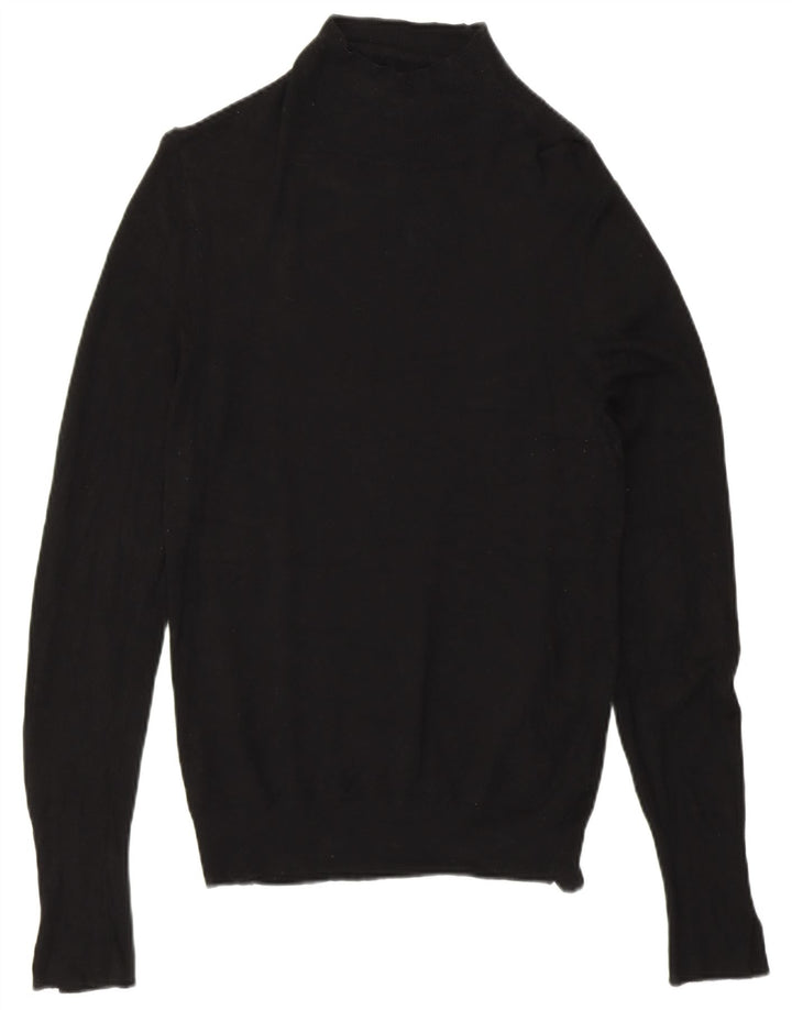 Zara Pull col roulé pour femme UK 14 Medium Noir Viscose