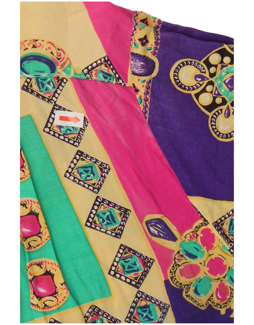 vintage Femmes Chemise À Manches Courtes Blouse UK 20 2XL Patchwork Multicolore