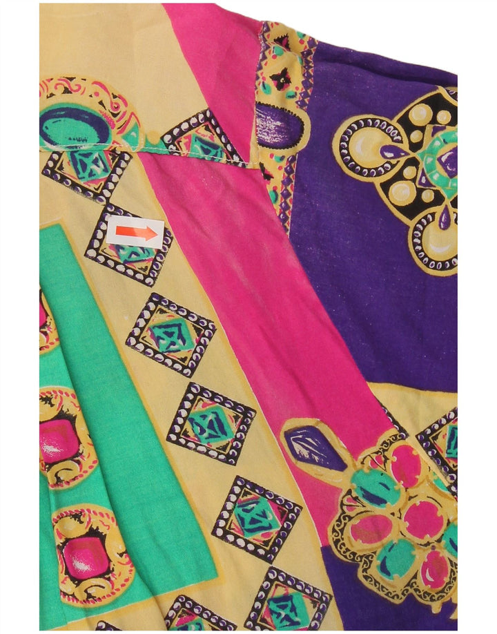 vintage Femmes Chemise À Manches Courtes Blouse UK 20 2XL Patchwork Multicolore