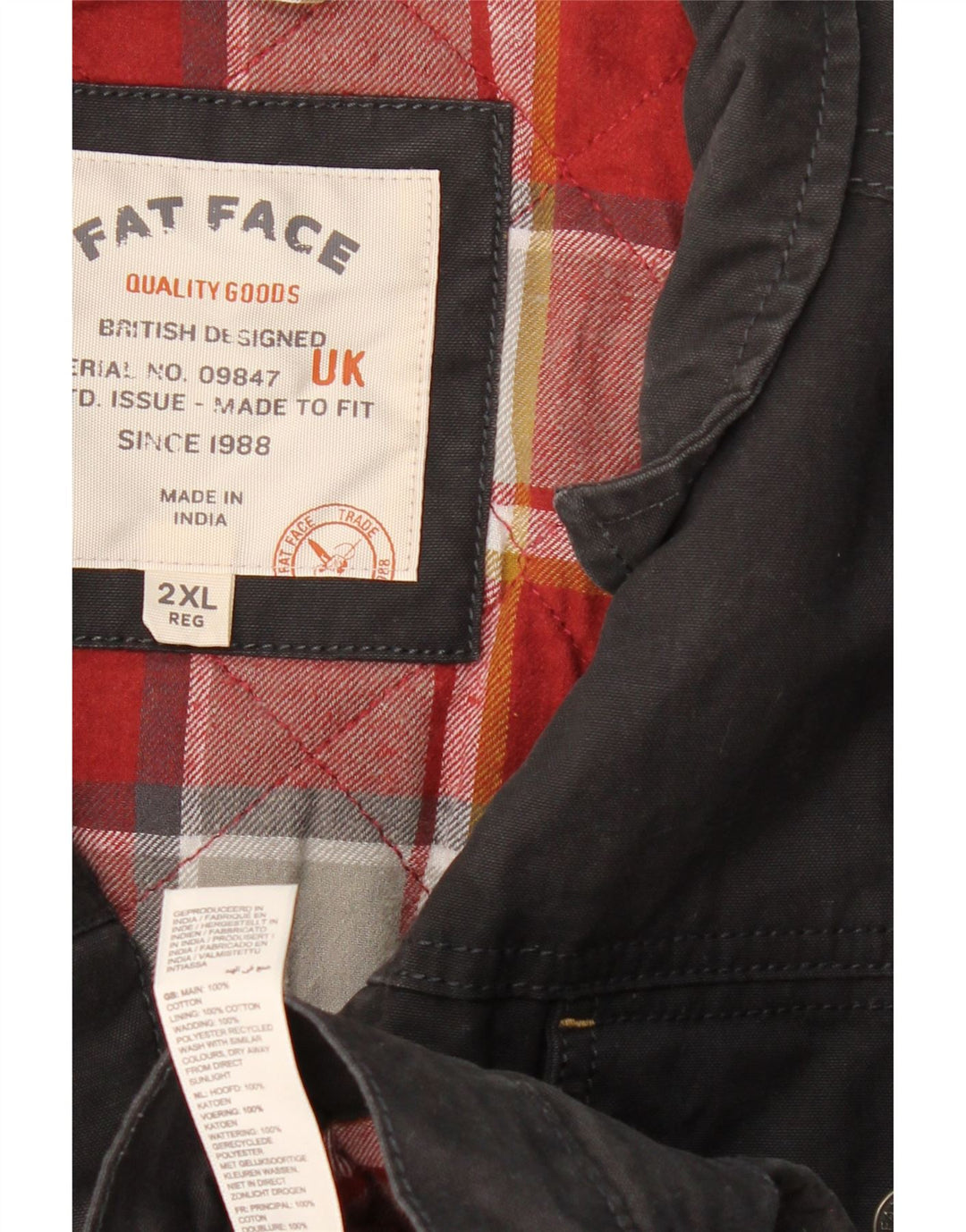 FAT FACE Veste Bomber Homme UK 44 2XL Coton Noir