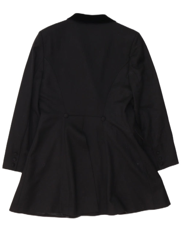 LAURA ASHLEY Veste blazer longue à 4 boutons pour femme UK 14 Grande laine noire
