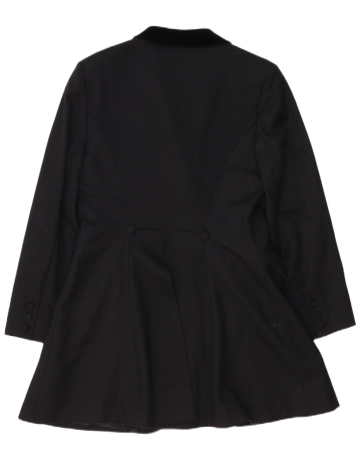 LAURA ASHLEY Veste blazer longue à 4 boutons pour femme UK 14 Grande laine noire