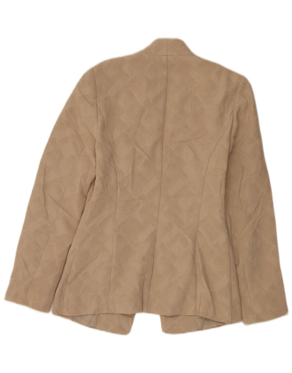 Marks & Spencer Veste Blazer Ouverte Femme UK 8 Petit Beige Géométrique