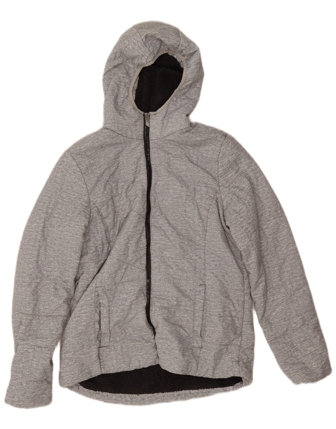 New Balance Veste Sherpa à capuche pour femme UK 14 Gris moyen à chevrons